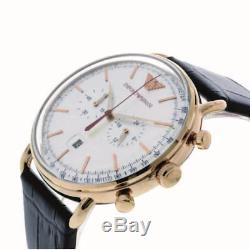 Emporio Armani AR11123 Aviator Chronograph Black Leather Strap Men's Wrist Watch