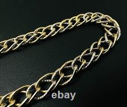 Estate 10K Yellow & White Gold Multi-Link Cable Chain Bracelet 7mm 7 3/4, 4.1g