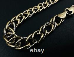 Estate 10K Yellow & White Gold Multi-Link Cable Chain Bracelet 7mm 7 3/4, 4.1g