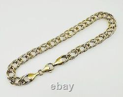 Estate 10K Yellow & White Gold Multi-Link Cable Chain Bracelet 7mm 7 3/4, 4.1g