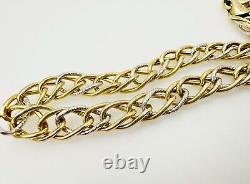 Estate 10K Yellow & White Gold Multi-Link Cable Chain Bracelet 7mm 7 3/4, 4.1g