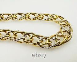 Estate 10K Yellow & White Gold Multi-Link Cable Chain Bracelet 7mm 7 3/4, 4.1g