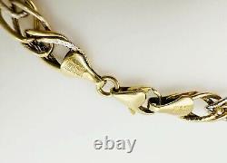 Estate 10K Yellow & White Gold Multi-Link Cable Chain Bracelet 7mm 7 3/4, 4.1g