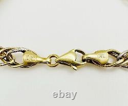 Estate 10K Yellow & White Gold Multi-Link Cable Chain Bracelet 7mm 7 3/4, 4.1g