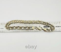 Estate 10K Yellow & White Gold Multi-Link Cable Chain Bracelet 7mm 7 3/4, 4.1g