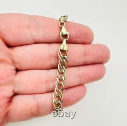 Estate 10K Yellow & White Gold Multi-Link Cable Chain Bracelet 7mm 7 3/4, 4.1g