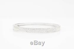 Estate $10,000 3ct Diamond 3 ROW 14k White Gold Bangle Bracelet