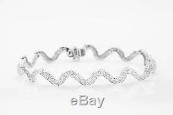 Estate $10,000 3ct VS G Diamond 18k White Gold WAVE Tennis Bracelet