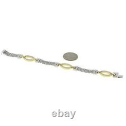 Estate 14K Two-Tone Gold Bracelet Oval Specialty Multi-Chain Link 7.5