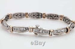 Estate $15,000 10ct Baguette Diamond 14k White Gold Tennis Bracelet