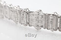 Estate $30,000 20ct Princess Cut Diamond BLING 14k White Gold Mens Bracelet 80g