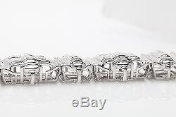 Estate $30,000 20ct Princess Cut Diamond BLING 14k White Gold Mens Bracelet 80g
