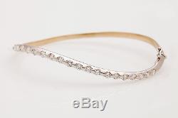 Estate $5000 1.50ct VS G Diamond 18k Yellow White Gold Bangle Bracelet NICE