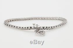 Estate $7000 3ct Diamond HEART 14k White Gold Tennis Charm Bracelet NICE