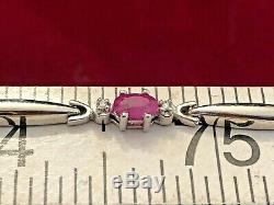 Estate Vintage 10k White Gold Natural Genuine Red Ruby Bracelet Made In Mexico