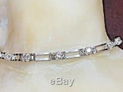 Estate Vintage 14k White Gold Genuine Natural Diamond Bracelet 1 Tcw