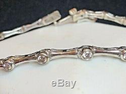 Estate Vintage 14k White Gold Genuine Natural Diamond Bracelet Bezel Set