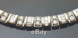 Estate ZEI 14k White Gold Round Baguette Diamond 4.0 Ct Tennis Bracelet 6.75