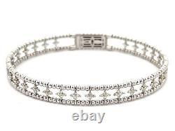 Flexible Diamond Flower Motif Bracelet in 14K White Gold