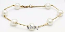GENUINE WHITE PEARLS BRACELET 14K GOLD New With Tag Made in USA