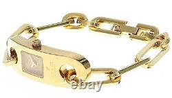 GUCCI Quartz Gold Dial Gold-tone Bracelet Women's Watch 6100L