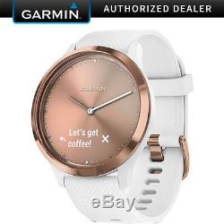 Garmin Vivomove HR Sport Hybrid Smartwatch, Rose Gold w Small/Medium White Band