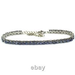 Gemstone Blue Sapphire Bracelet 8 925 Sterling Silver White Gold Plated