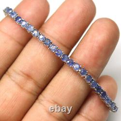 Gemstone Blue Sapphire Bracelet 8 925 Sterling Silver White Gold Plated