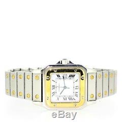 Gents Cartier Santos -18k Gold & Steel Automatic Galbee Bracelet White Dial
