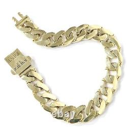 Gold Cuban Bracelet Solid 9ct Yellow Men's White Cubic Zirconia 30.8g 375 8.5