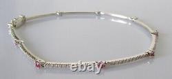 Gold Diamond Bracelet 18ct White Gold Pink Sapphire Diamond Link Bracelet