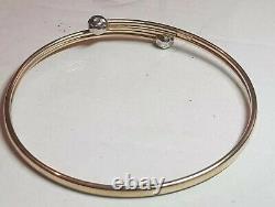 Gorgeous 9ct Gold Bangle Yellow & White Gold Fully Hallmarked Light Weight 4g