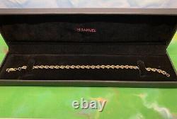H Samuel 9ct Yellow Gold & White Gold 8 Inch Rope Chain Bracelet 4mm Barely Used