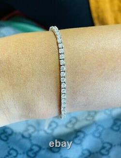 Handcrafted 18k White Gold 4.02 Ct Top Quality Round Diamond Tennis Bracelet