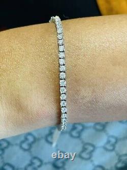 Handcrafted 18k White Gold 4.02 Ct Top Quality Round Diamond Tennis Bracelet