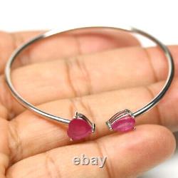 Heated Pink Ruby Bracelet Cross 2 x 2 925 Sterling Silver White Gold Plated