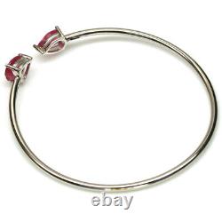 Heated Pink Ruby Bracelet Cross 2 x 2 925 Sterling Silver White Gold Plated