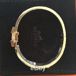 Hermes Clic H Enamel Narrow Bangle Bracelet Size PM White Gold