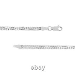 Hollow Wheat Two Row Chain Bracelet Real 14K White Gold 7.5