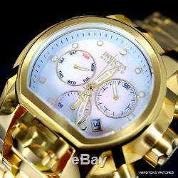 Invicta Reserve Bolt Zeus Magnum Gold Plated White MOP Swiss Mvt 52mm Watch New