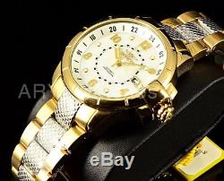 Invicta Signature 44MM Automatic White Dial 23k Gold Plated 2-Tone Bracelet Watc