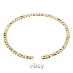 Italian 14k Two Tone Gold Cuban Chain Bracelet with White Pave 7.5 3.8mm 2.9grams