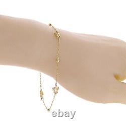 Italian 14k Yellow Gold Heart Station Anklet Bracelet 10 2.6 grams