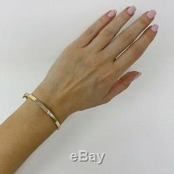 Italian 14k Yellow & White Gold Love Screw Design Hollow Bangle Bracelet