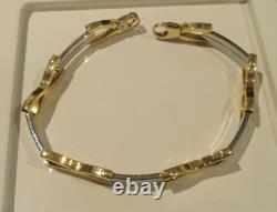 Italian Fully Hallmarked 18ct Yellow & White Gold Fancy Link Bracelet 7.25 long