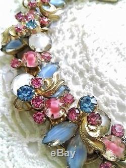 JULIANA D&E Pastel Pink Blue White Givre Gold Plated Bracelet MEGA RARE