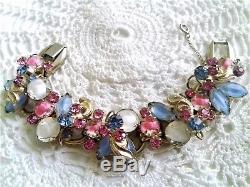 JULIANA D&E Pastel Pink Blue White Givre Gold Plated Bracelet MEGA RARE