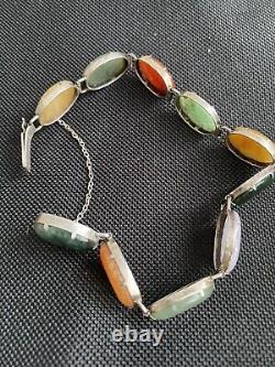 Jadeite Multicolour Bracelet Vintage/Antique Chinese White Gold