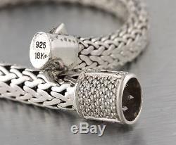 John Hardy 18K White Gold 925 Sterling Classic Pave Diamond Chain Bracelet