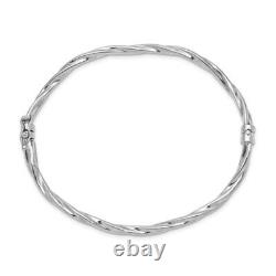 Ladies 14K White Gold Curved Twist Hinged Bangle Bracelet 7 inch